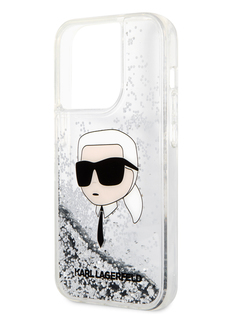 Чехол Karl Lagerfeld для iPhone 15 Pro Max двухслойный с гелем и блестками, прозрачный