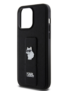 Чехол Karl Lagerfeld для iPhone 15 Pro Max с ремешком и функцией подставки, черный