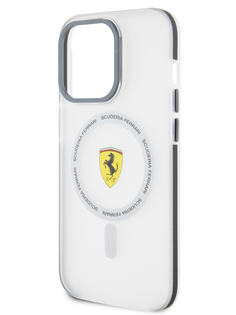 Чехол Ferrari для iPhone 15 Pro с матовым покрытием и функцией MagSafe, прозрачный