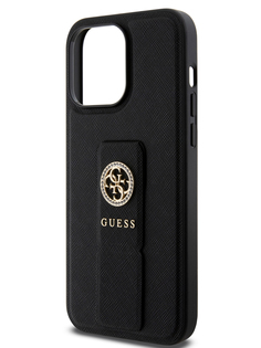 Чехол Guess для iPhone 15 Pro Max с ремешком и функцией подставки 4G Circle, черный