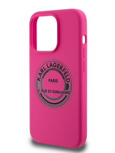 Чехол Karl Lagerfeld для iPhone 15 Pro с защитой камеры, ярко-розовый