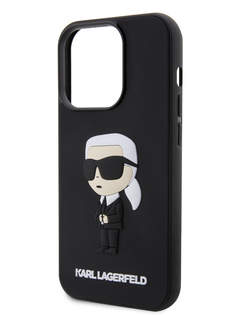Чехол Karl Lagerfeld для iPhone 15 Pro Max с объемным 3D принтом NFT Karl Ikonik, черный
