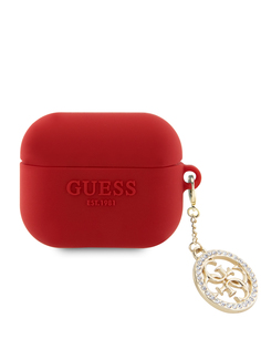Чехол Guess для Airpods 3 из силикона с подвеской Fuchsia