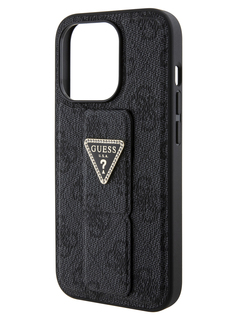 Чехол Guess для iPhone 15 Pro Max с ремешком и функцией подставки Triangle Diamond, черный