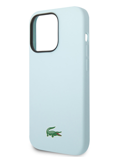 Чехол Lacoste для iPhone 15 Pro Croc Logo с Magsafe голубой