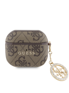 Чехол Guess для Airpods 3 из экокожи с подвеской Brown