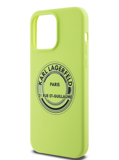 Чехол Karl Lagerfeld для iPhone 15 Pro с принтом RSG Round logo, салатовый