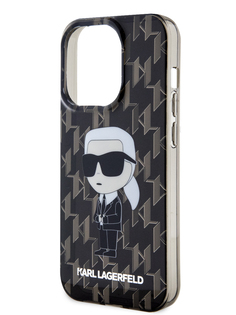 Чехол Karl Lagerfeld для iPhone 15 Pro с принтом Monogram NFT Karl Ikonik, черный