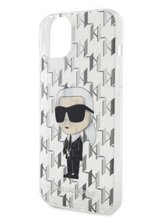 Чехол Karl Lagerfeld для iPhone 15 Plus с принтом Monogram Karl Ikonik, прозрачный