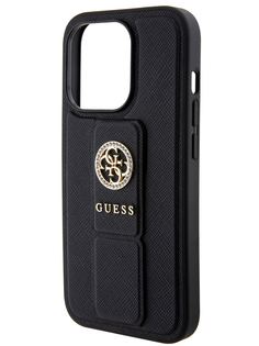 Чехол Guess для iPhone 15 Pro с ремешком и функцией подставки 4G Circle, черный