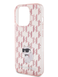 Чехол Karl Lagerfeld для iPhone 15 Pro с принтом Monogram NFT Choupette, розовый