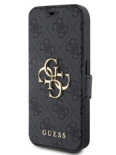 Чехол Guess для iPhone 15 Pro Booktype с картхолдером и функцией подставки, серый