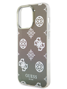 Чехол Guess для iPhone 15 Pro Max со шнурком на руку Peony glitter, черный градиент