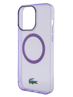 Чехол Lacoste для iPhone 15 Pro Max Croc logo с Magsafe Hard Transparent Parme