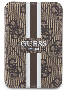 Магнитный картхолдер Guess MagSafe визитница из экокожи для хранения 2х карт, коричневый