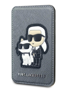 Магнитный картхолдер Karl Lagerfeld MagSafe с функцией подставки для карт, серебристый