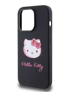 Чехол Hello Kitty для iPhone 15 Pro Max с эффектом Soft touch Sketch Kitty черный
