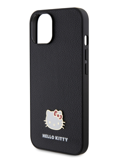 Чехол Hello Kitty для iPhone 15 из экокожи Kitty Head, черный