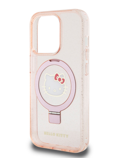 Чехол Hello Kitty для iPhone 15 Pro Max с MagSafe и функцией подставки розовый