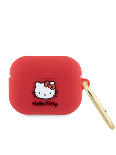 Чехол Hello Kitty для Airpods Pro с карабином 3D Rubber Kitty фуксия