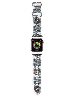 Ремешок Hello Kitty для Apple Watch 41/40/38 mm с принтом Graffiti Tags бежевый