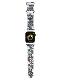 Ремешок Hello Kitty для Apple Watch 41/40/38 mm с принтом Graffiti Tags бежевый