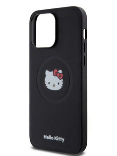 Чехол Hello Kitty для iPhone 15 Pro Max из экокожи с MagSafe черный