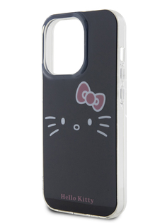 Чехол Hello Kitty для iPhone 15 Pro ударопрочный с принтом Kitty Face, черный
