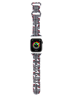 Ремешок Hello Kitty для Apple Watch 41/40/38 mm с принтом Heads and Stripes черный