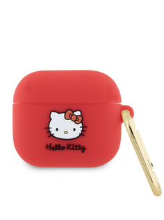 Чехол Hello Kitty для Airpods 3 с карабином Rubber Kitty фуксия