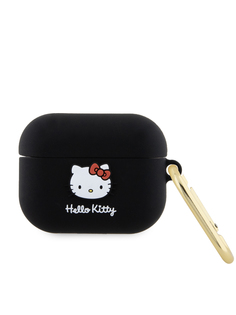 Чехол Hello Kitty для Airpods Pro с карабином Rubber Kitty, черный