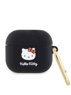 Чехол Hello Kitty для Airpods 3 с карабином и принтом Rubber Kitty, черный