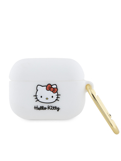 Чехол Hello Kitty для Airpods Pro с карабином 3D Rubber Kitty, белый