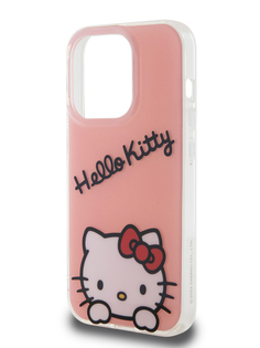 Чехол Hello Kitty для iPhone 15 Pro с ремешком на шею или через плечо розовый