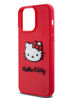 Чехол Hello Kitty для iPhone 15 Pro Max силиконовый с 3D принтом Kitty Head, красный