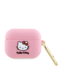 Чехол Hello Kitty для Airpods Pro с карабином 3D Rubber Kitty, розовый