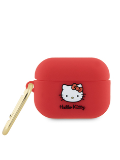 Чехол Hello Kitty для Airpods Pro 2 с карабином Rubber Kitty фуксия