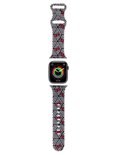 Ремешок Hello Kitty для Apple Watch 41/40/38 mm с принтом Bows and Stripes черный