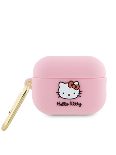 Чехол Hello Kitty для Airpods Pro 2 с карабином Rubber Kitty, розовый