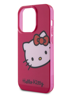 Чехол Hello Kitty для iPhone 15 Pro ударопрочный с принтом Kitty Head, розовый
