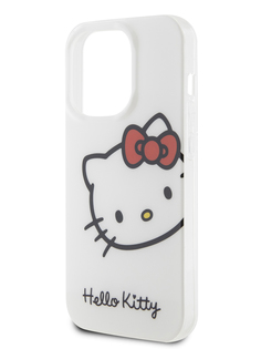 Чехол Hello Kitty для iPhone 15 Pro ударопрочный с принтом Kitty Head, белый