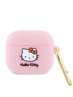 Чехол Hello Kitty для Airpods 3 с карабином Rubber Kitty, розовый