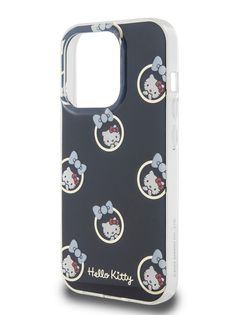 Чехол Hello Kitty для iPhone 15 Pro ударопрочный с принтом Kitty in Bubbles, черный