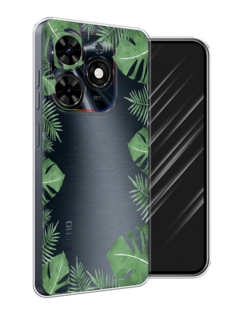 Чехол Awog на Tecno Spark 20C "Листья папоротника рамка"