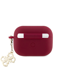 Чехол Guess для Airpods Pro silicone with Big 4G charm бордовый