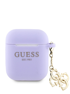 Чехол Guess для Airpods 1/2 silicone with Big 4G charm Purple