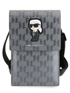 Сумка Karl Lagerfeld для смартфонов Pouch Saffiano Monogram NFT Karl Ikonik Серебристый