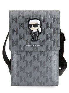 Сумка Karl Lagerfeld для смартфонов Pouch Saffiano Monogram NFT Karl Ikonik Серебристый