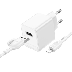 Сетевое зарядное устройство Borofone BAS11A для Lightning 8-pin White