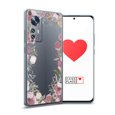 Силиконовый чехол Awog "Розовая цветочная рамка" для Xiaomi 12